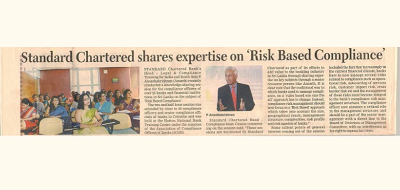 Standard Chartered shares expertise on ‘Risk Based Compliance’