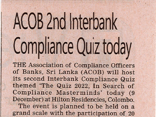 ACOB 2nd Interbank Compliance Quiz today